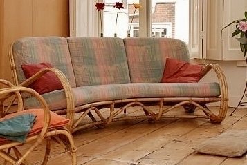 Bohemian lounge sofa 1955 Indonesia rattan bamboo