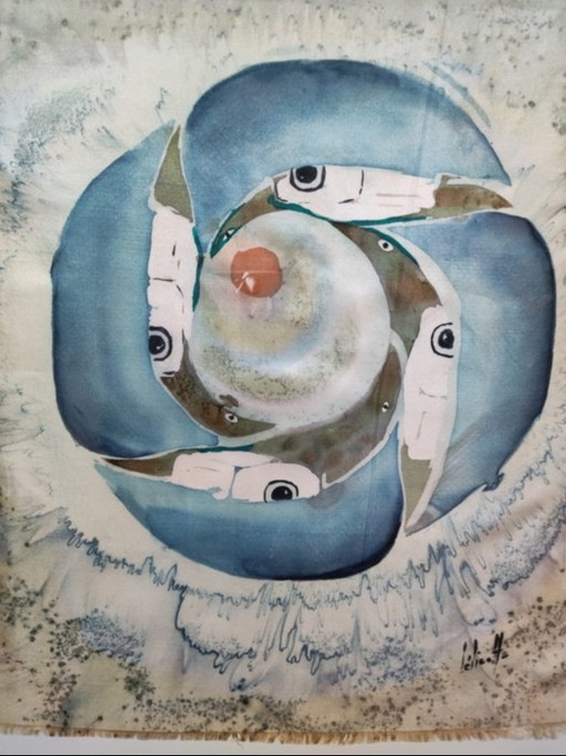 Peinture Sur Soie – wanddecoratie, Metal, Silk (photo 2 of 14)
