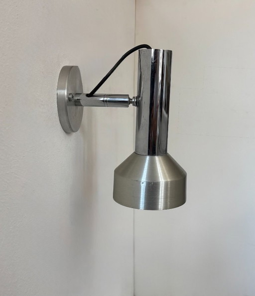 Applique vintage orientable, chrome et métal brossé, France, 1970