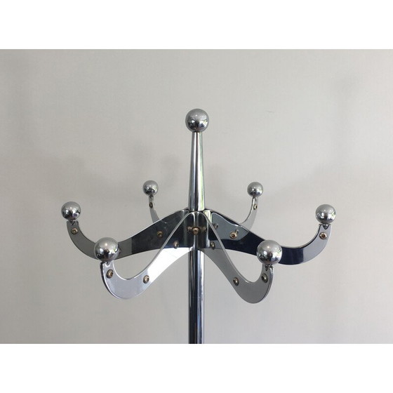 Image 1 of Vintage Riveted Chrome Coat Rack, 1980