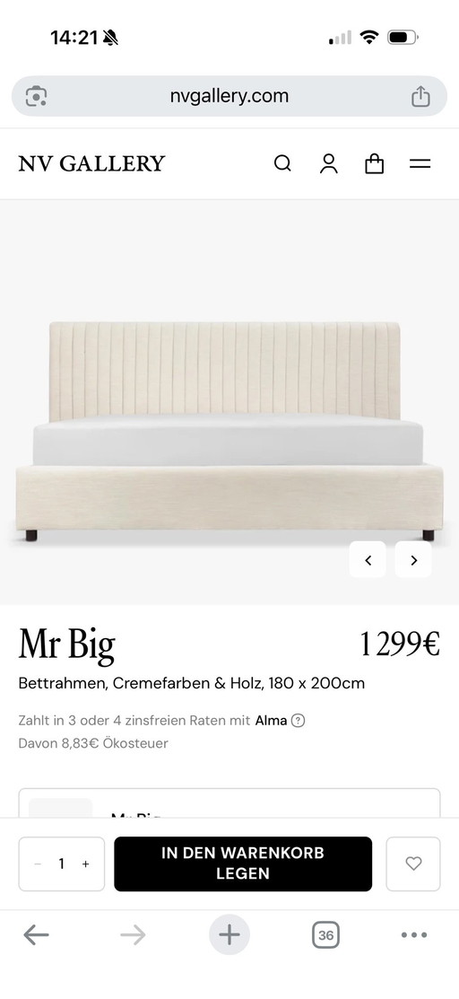 Lit designer NV Gallery | Crème | 180x200cm