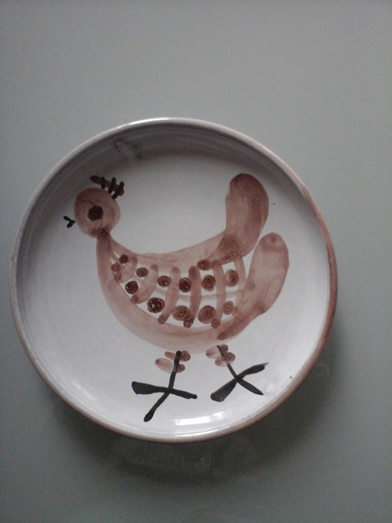 Image 1 of Keramisch bord Vallauris van Robert Auguste/Gyne Gausserand 1970 (22cm)