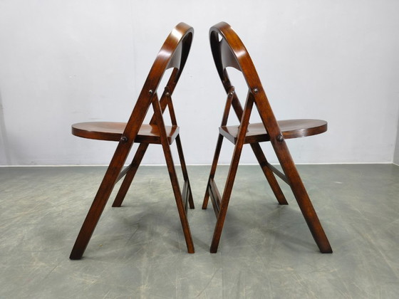 Image 1 of Paire de chaises pliantes Bauhaus B751 par Ligna, Tchécoslovaquie, années 1930