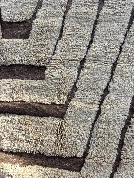 Image 1 of Modern Marokkaans Mrirt-tapijt 200x300 cm – Crème wollen textuurdesign – Handgemaakt in Marokko