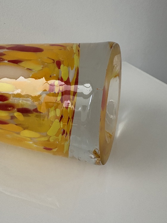 Image 1 of Fidrio Exclusive Collection bottle vase, in yellow, red, and white glass