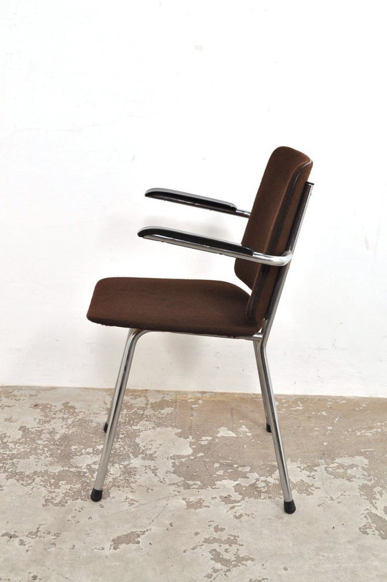 Image 1 of Vintage buisframe stoelen met bakelieten armleuningen, set van 4