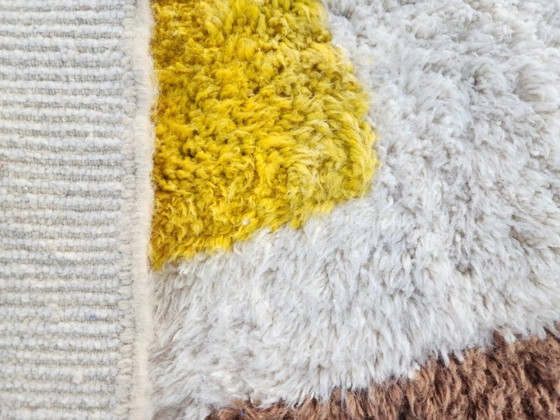 Tapis Beni Ouarain 300x200 cm – Laine épaisse, design artistique bleu Klein – Coton, Modern (photo 2 of 16)