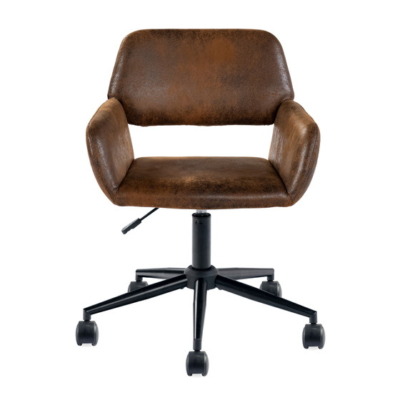Image 1 of Urban Meuble vintage office chair in suede fabric, swivel, height-adjustable and with 5 castors ROSS KD SUEDE BROWN BLACK