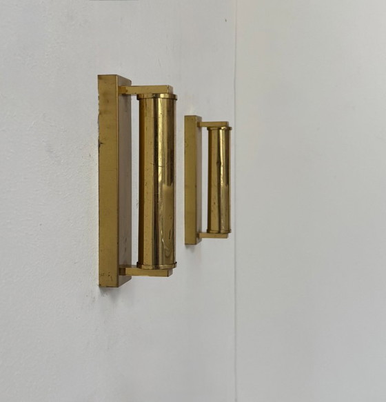 Image 1 of Coppia di lampade da parete vintage moderne regolabili, ottone, Francia 1970