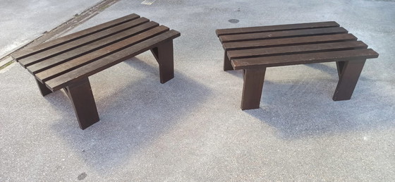 Image 1 of Banc ou table vintage en bois à lattes
