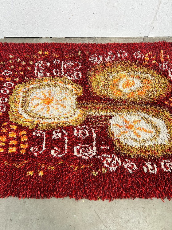 Image 1 of Scandinavian Vintage Wool Rug, Rya, Sweden 1960s