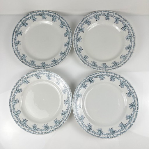 Set of 4 St Amand dinner plates, circa 1930, ironstone