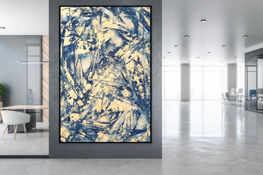 Jürgen Angeler - Blue Golden Diamond – schilderijen tekeningen, Canvas