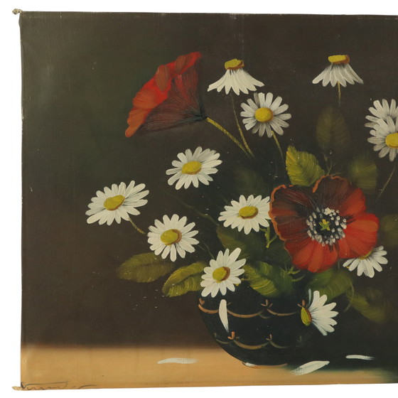 Image 1 of Fleurs Nature morte Peinture Marguerites Coquelicot