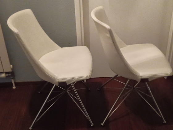 Image 1 of Bert Plantagie Rho Spin sedia in pelle bianca crema