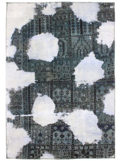 Oriental Hand-knotted Vintage Art Classic & Relief Design 196 x 136 cm Grey, Multi-color