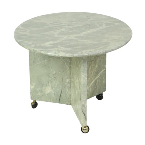Image 1 of Marble Side Table on Wheels 1970s