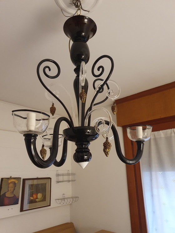 Image 1 of Black Murano glass chandelier