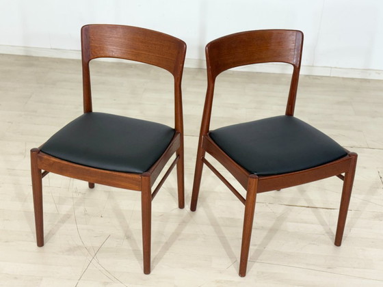 Image 1 of 2x Henning Kjarnulf chairs / teak dining chairs / vintage kitchen chairs