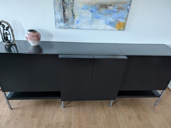 Black sideboard with silver-colored legs, Wood, Metal, Modern (photo 4 of 5)