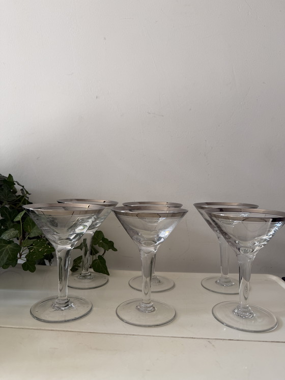 Verres à Cocktail Mid Century avec Bord Argenté – Verres et carafes, Crystal (photo 4 of 6)