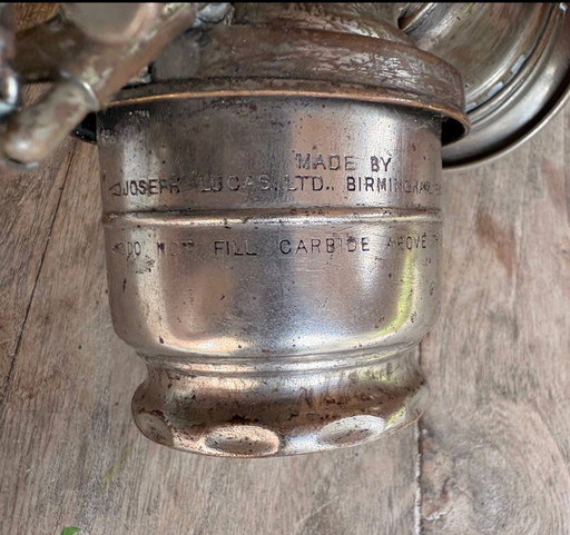 Antiguo Farol de Carburo Joseph Lucas Nº 133 "Calcia Club"-Tamaño Grande / Motocicleta (1910-1914, Eduardiano) - 100% original