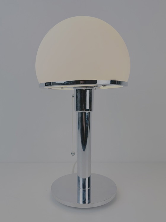 Image 1 of Lampe de table champignon chromée Art Déco, style spatial, Bauhaus