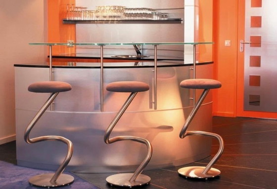 Zumsteg Swis Sgabelli da bar, set di 3 – Metallo, Pelle (photo 4 of 5)