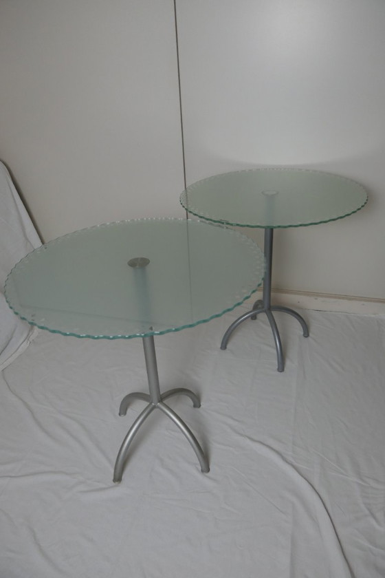 Image 1 of set vintage Italiaans design glazen tafels Rimadesio