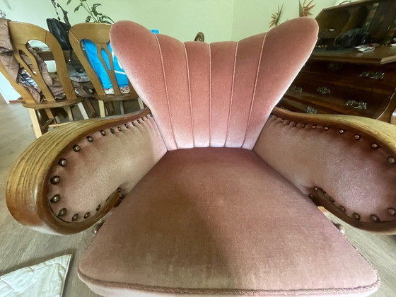 Image 1 of Set van 4 Art Deco fauteuils (ca. 1920-1950) | Opnieuw bekleed met roze fluweel
