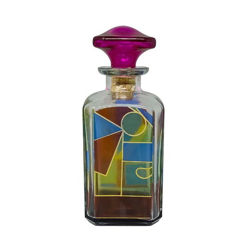 Atemberaubende Karaffe oder dekorative Flasche aus den 1970er Jahren von Luigi Bormioli. Hergestellt in Italien.