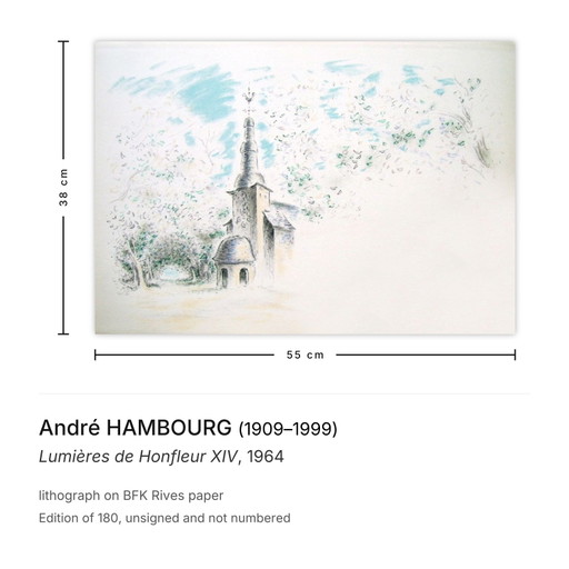 André HAMBOURG Lights of Honfleur XIV lithograph 1964