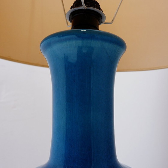 Image 1 of Lampe de table en céramique bleu turquoise - années 1960