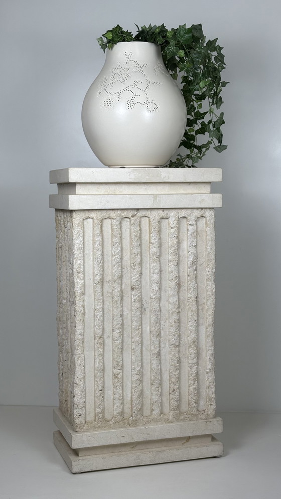 Image 1 of Vintage large Roman column / pillar beige cream plant table