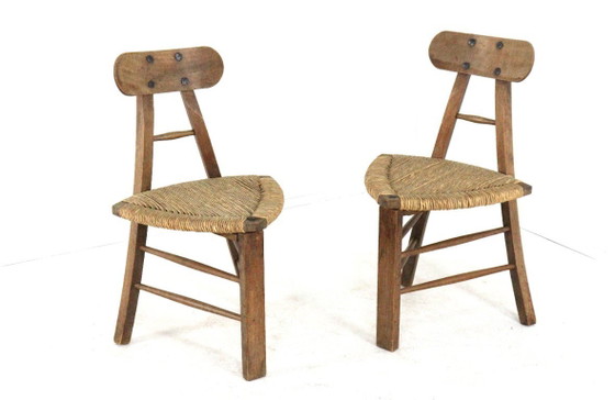 Image 1 of Set of 2 brutalist tripod vintage chairs
