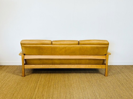 Image 1 of Ensemble de salon complet en cuir naturel et chêne, 1960, Set de 3