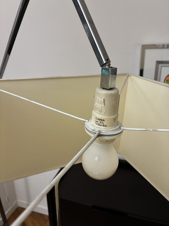 Image 1 of Lampadaire Cinna bois chrome et tissu