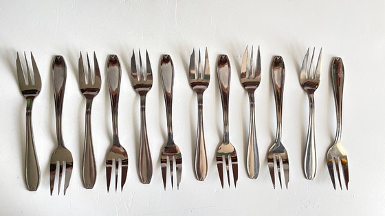 Image 1 of 12 Fourchettes à DESSERT Inox Vintage