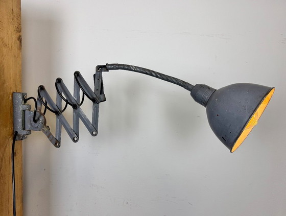 Image 1 of Grey Industrial Gooseneck Scissor Wall Lamp from Elektroinstala, 1960s