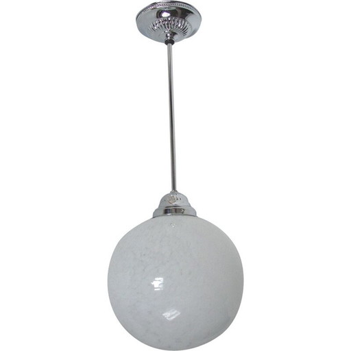 Vintage nikkel en messing hanglamp, jaren 1930