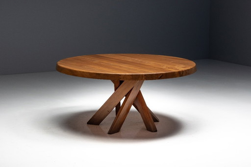 'T21' Elm Dining Table by Pierre Chapo, France, 1973