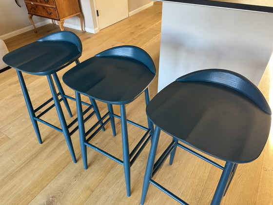 Image 1 of 3x sgabello di design Ercol in blu
