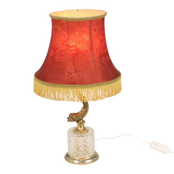 Image 1 of Vintage Brass Table Lamp Mythical Dolphin 45cm