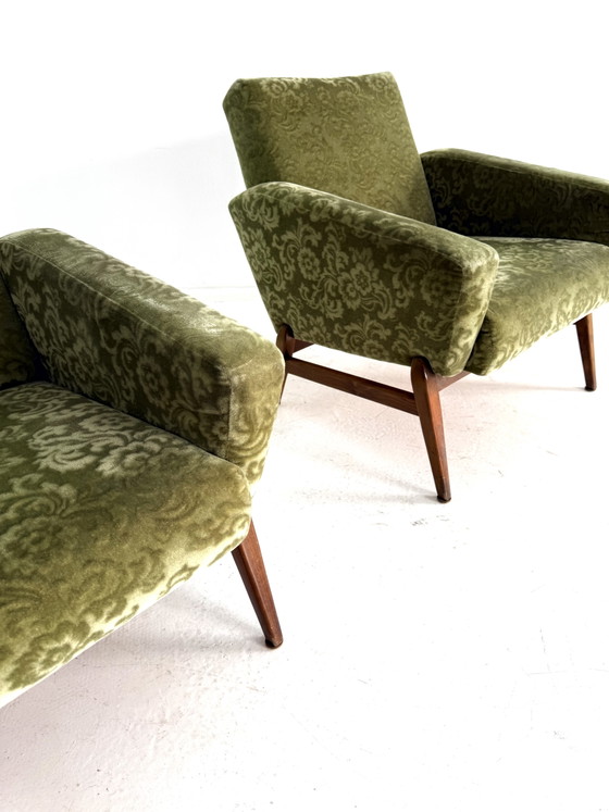 Set of 2 Vintage Armchairs, 1960s – Wood, Textile (photo 6 of 13)