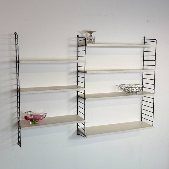 Image 1 of Vintage wall rack Nisse Strinning with 7 white shelves