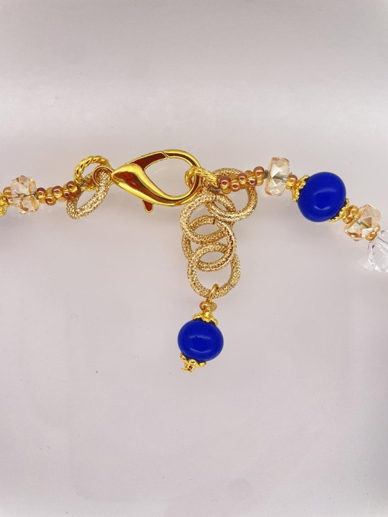 Image 1 of Murano-Glas-Halskette mit Blattgold – Handgefertigte Perlen – Mit Schachtel und Zertifikat – Länge 50 cm