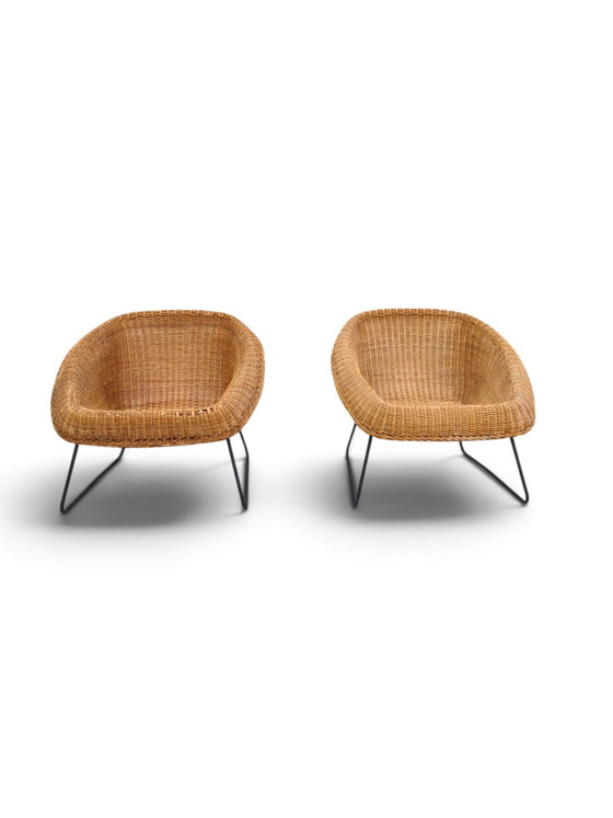 Paire de fauteuils en osier des années 1960 – Metal, Wicker (photo 8 of 8)