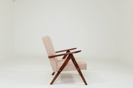 Moderne fauteuil poederroze bouclé Zig Zag