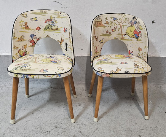 Image 1 of Set of 2 vintage Disney fairy tale children's chair Skai cover 1950s