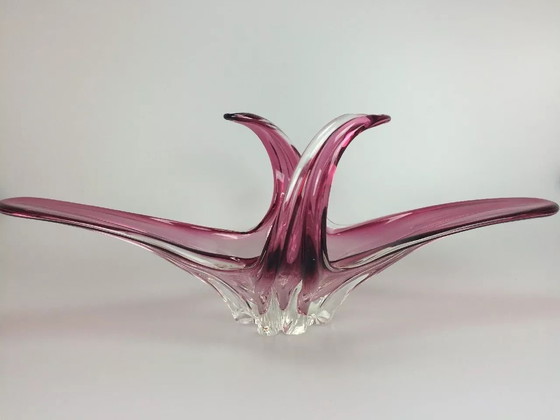 Image 1 of XXL années 70 Coupe Murano Verre de Murano Violet Blanc Coupe à fruits Design